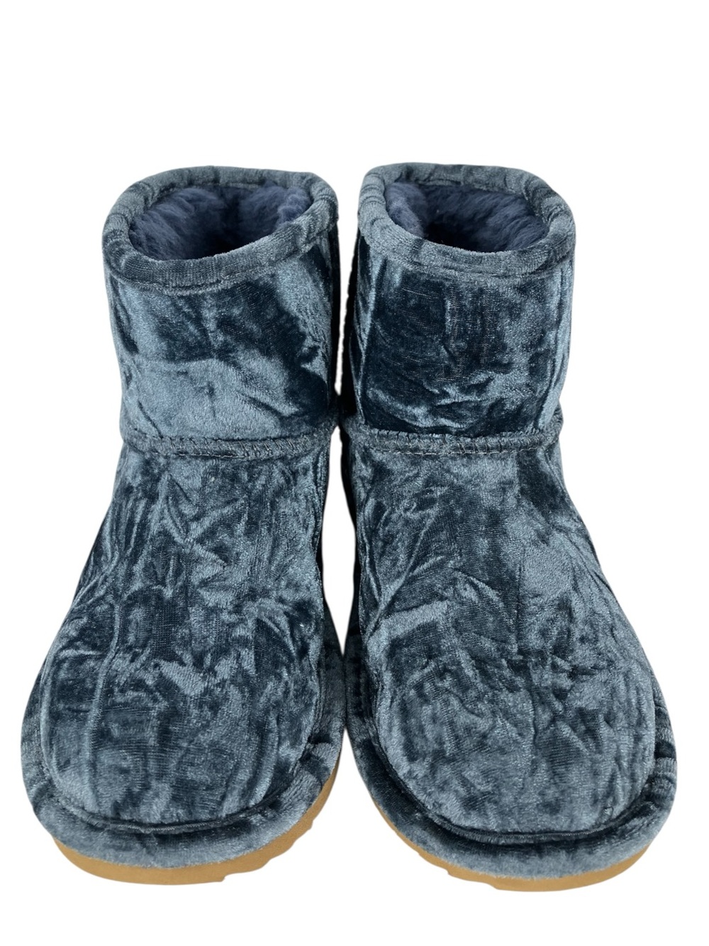 UGG Classic Mini II Blue Velvet Boots Girls Size 3 EU 35 Pull On Cozy Winter